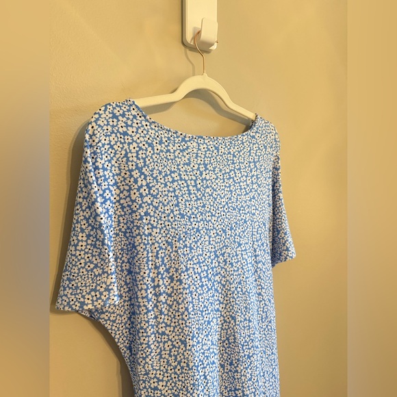 Mango MNG • NWT Blue & White Daisy XXL A Line V Neck Midi Dress Pleated Detail - Picture 11 of 11